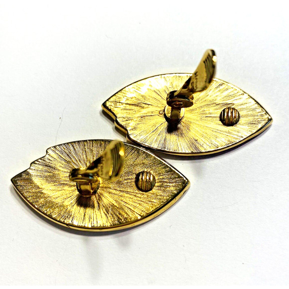 Vintage Monet Clip On Earrings Patriotic Mod 1970's Red White & Blue Jewelry - Picture 7 of 7